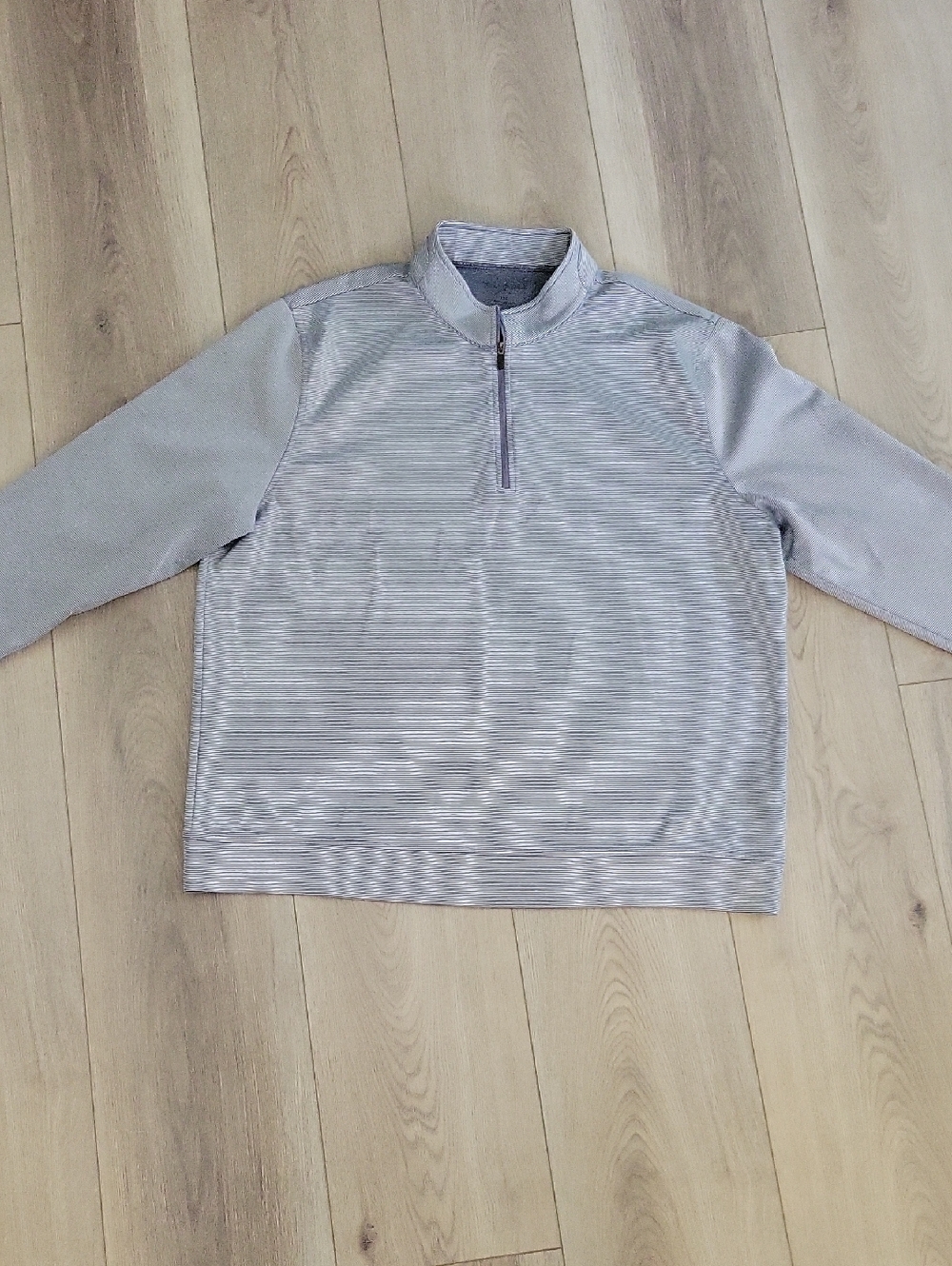 Hickey Freeman Light Gray Quarter-Zip Golf Sweater